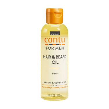 Cantu Men’s Hair & Beard Oil – 2-in-1 Softening & Conditioning with Shea Butter, Caffeine & Almond Oil (3.4 fl oz)